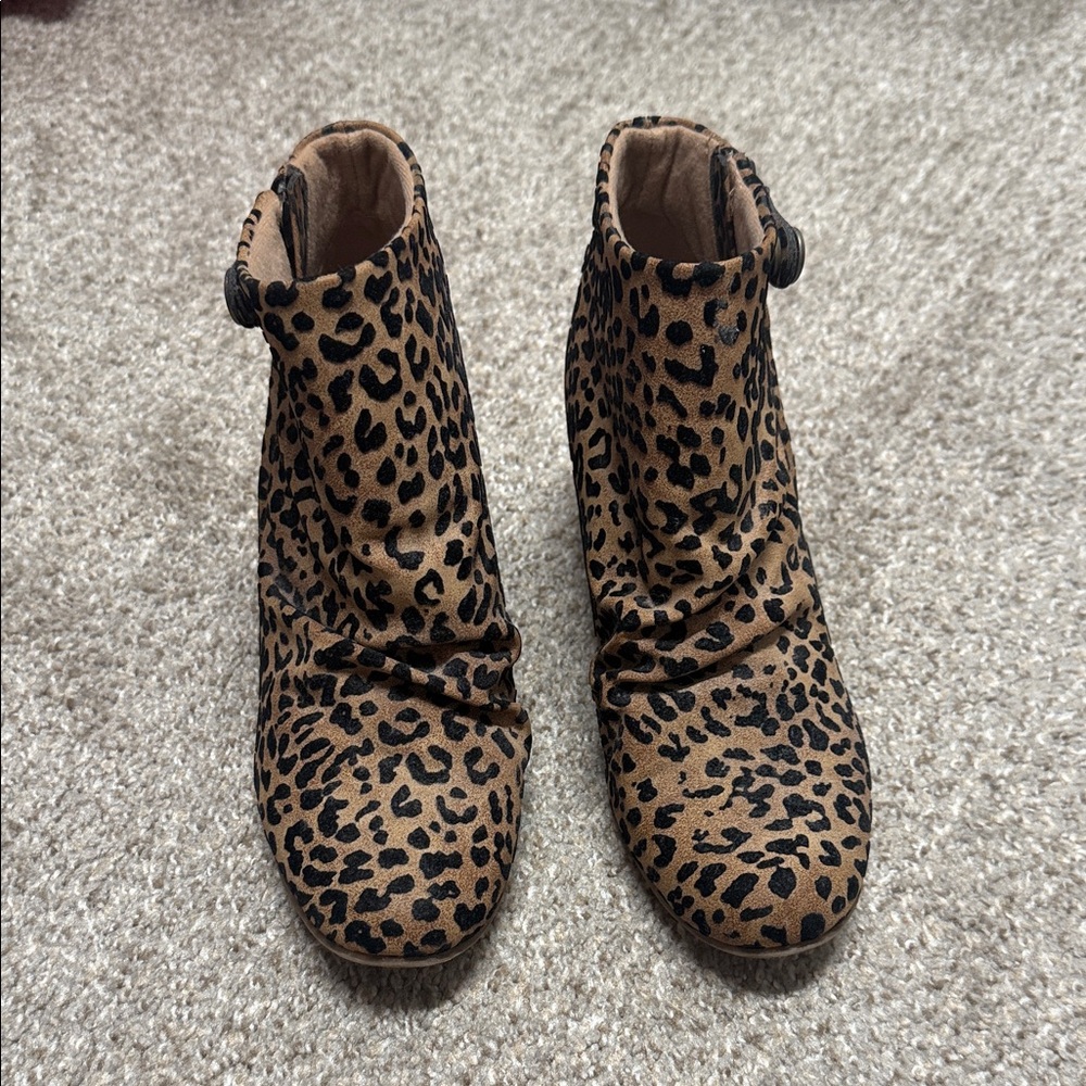 Leopard Print Ankle Boots - Brown/Black